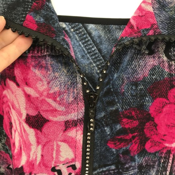 2 Piece Y2K Mesh Floral Denim Set, Size Small - Picture 3 of 10